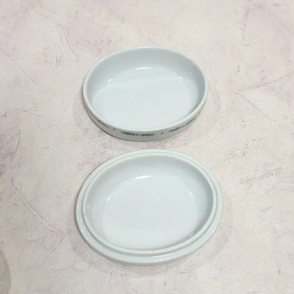 Vintage‎ Enesco 1986 Precious Moments Oval Christmas Covered Trinket Dish